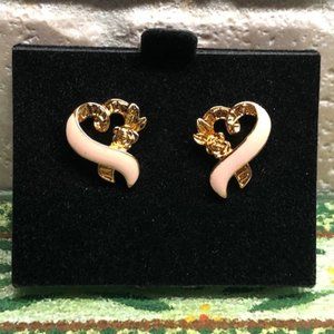 AVON PINK RIBBON PIERCED EARRINGS 1996